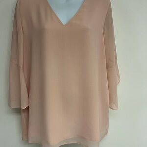 Calvin Klein Dusty Punk V-Neck Chiffin Bell Sleeve Blouse Women's Top size M